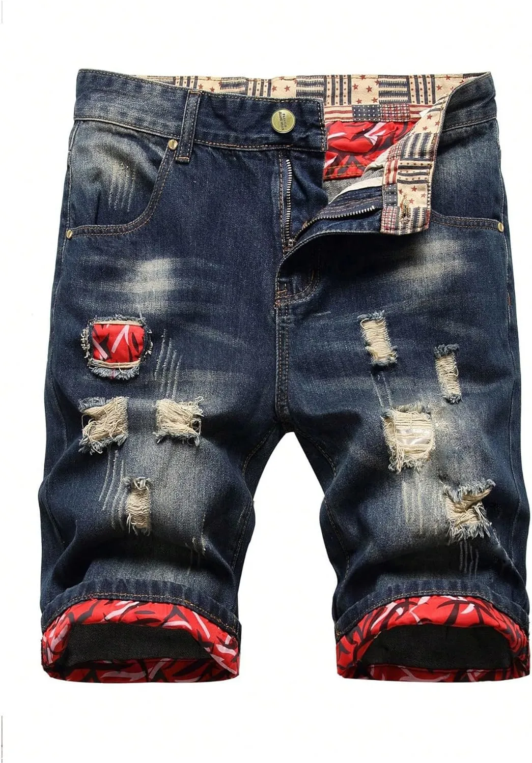 Men's Classic Fit  Flow Distressed Jean Shorts