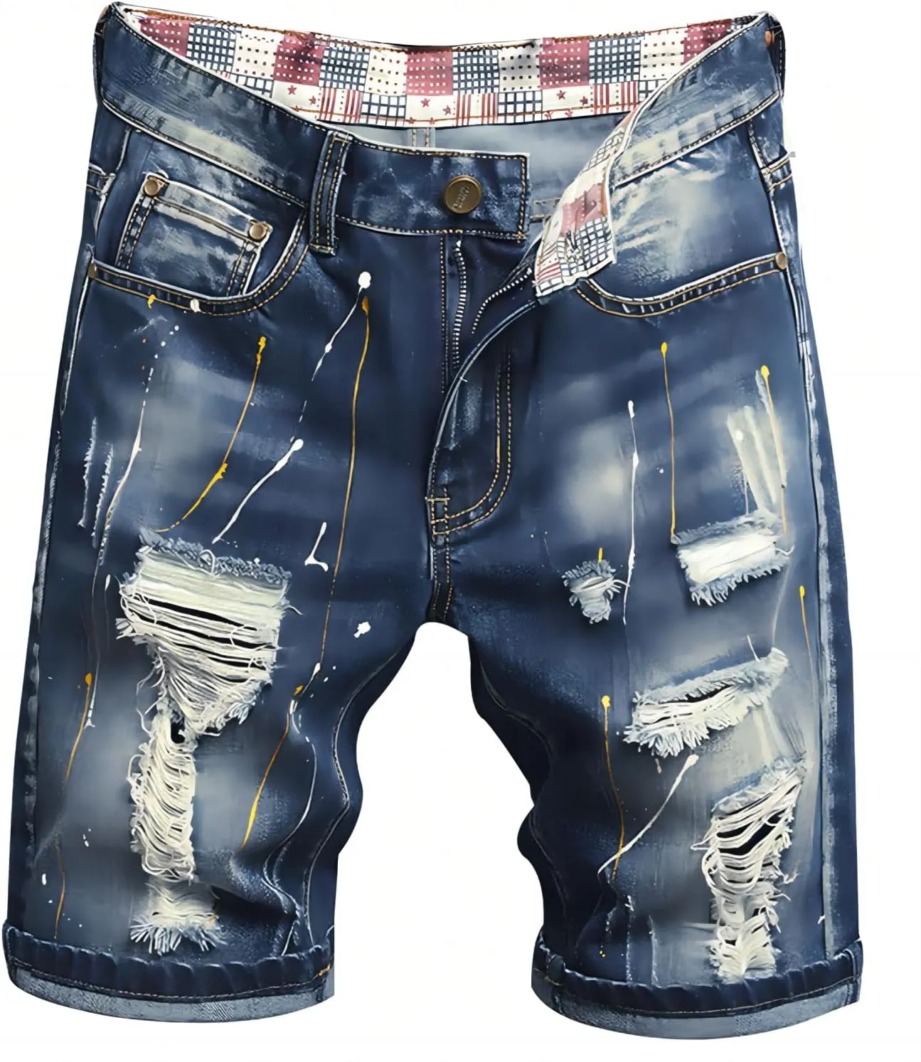 Men's Classic Fit  Flow Distressed Jean Shorts