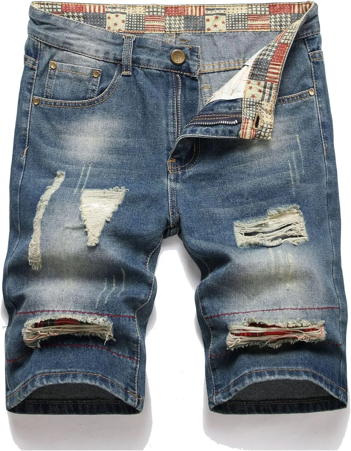 Men's Classic Fit  Flow Distressed Jean Shorts