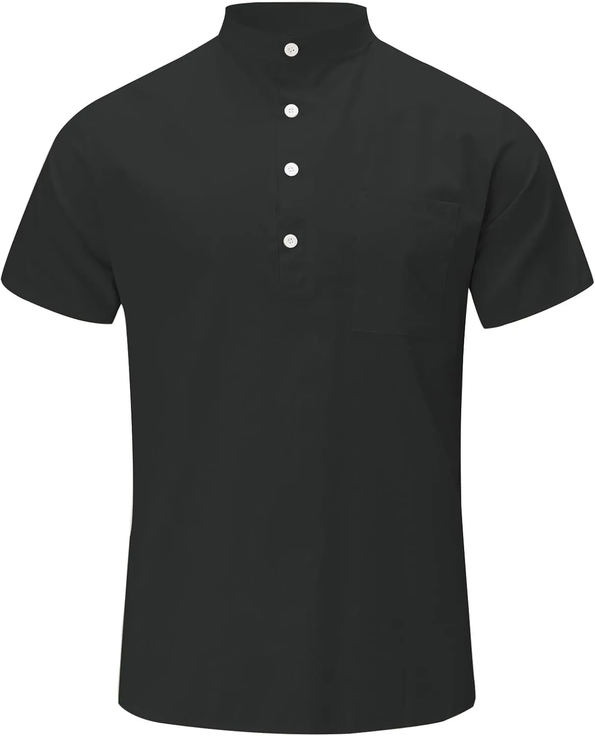 Men's Cotton Linen Tee Casual Short Sleeve V Neck Henley Shirt Quick Dry Breathable Wrinkle Summer Beach Hippie Shirts