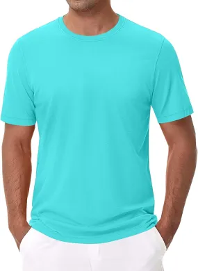 Men's Cotton T-Shirts Regular Fit Short Sleeve Crewneck Tops Basic Casual Solid Breathable Workout Daily Tees Clothes