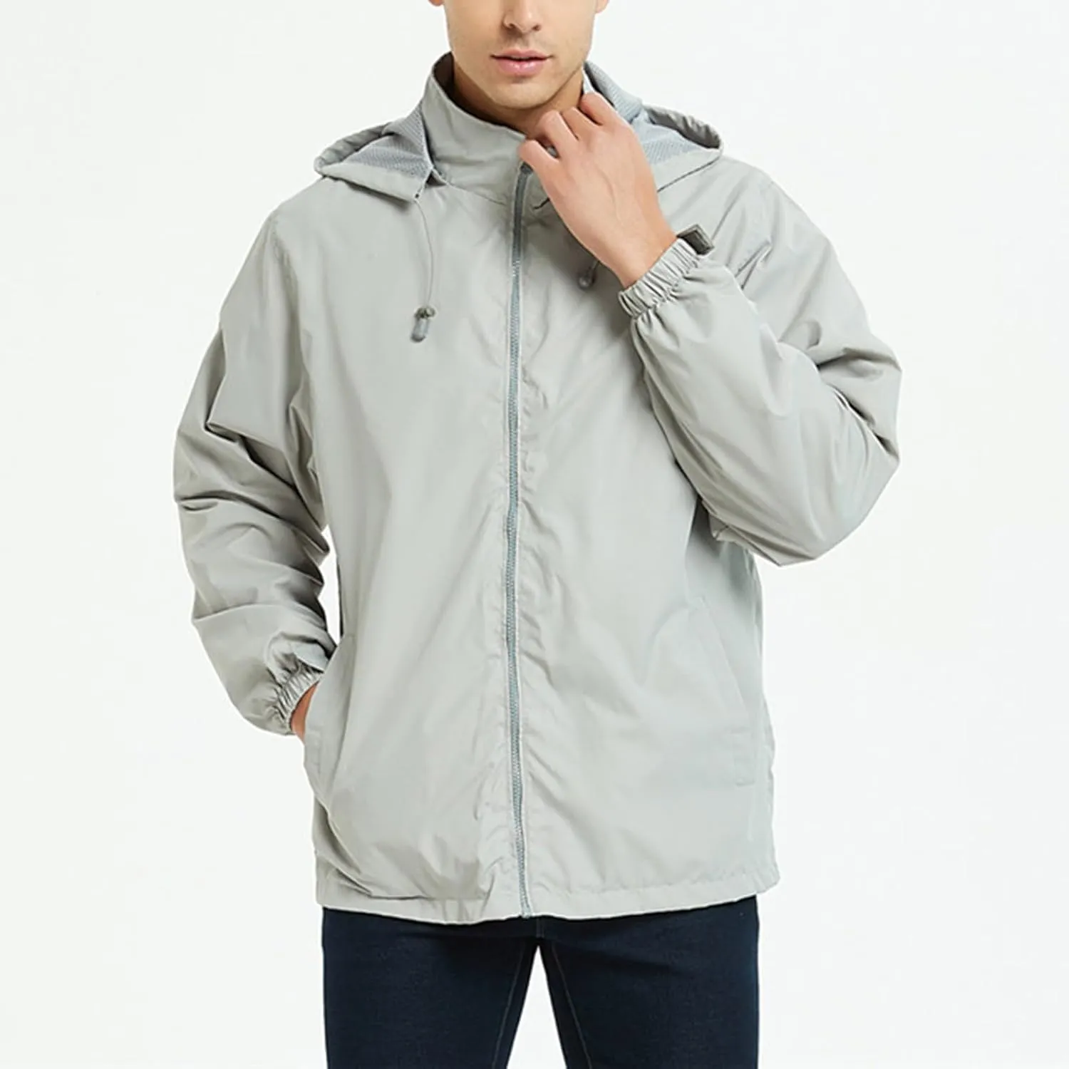 Men's Lightweight Waterproof Rain Jackets with Hood Long Sleeve Breathable Hooded Raincoats Hiking Athletic Shirts