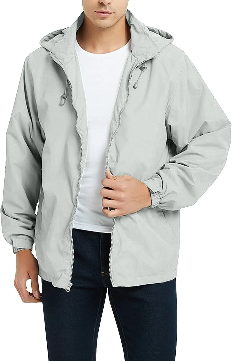Men's Lightweight Waterproof Rain Jackets with Hood Long Sleeve Breathable Hooded Raincoats Hiking Athletic Shirts