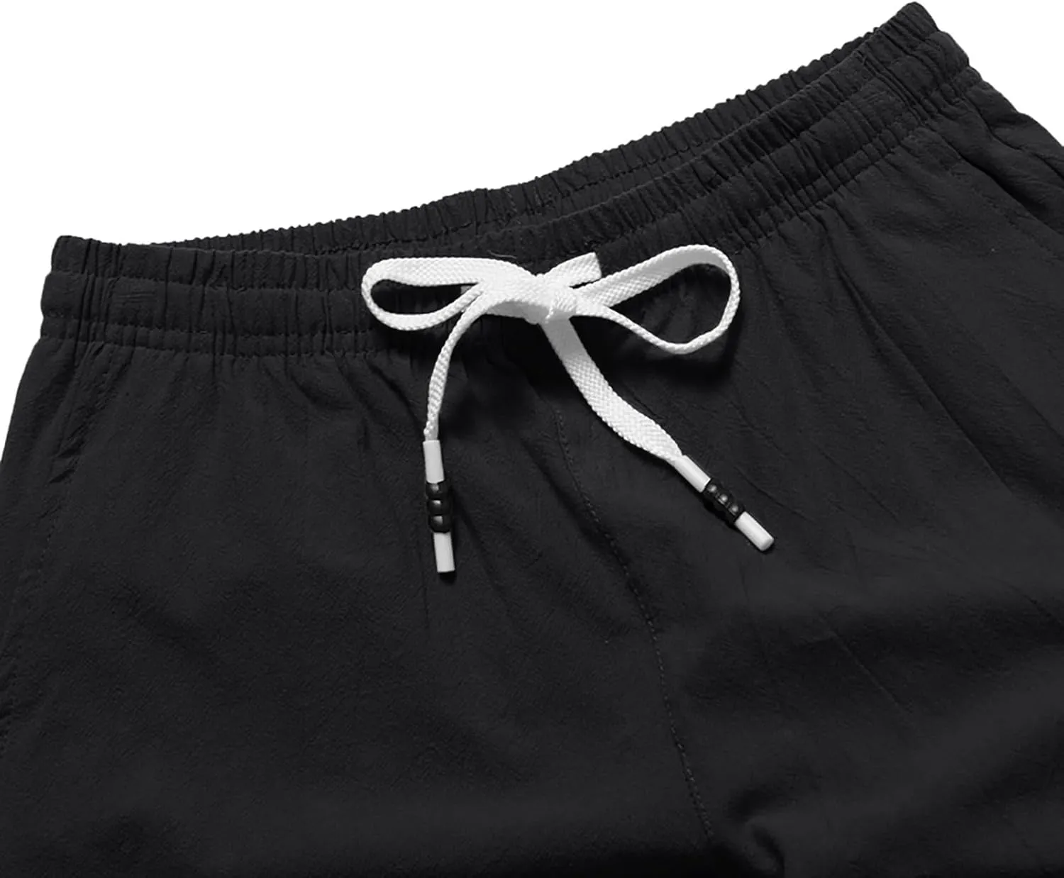 Men's Linen Shorts 11 Inch Inseam Flat Front Elastic Waist Shorts Casual Drawstring Casual Athletic Lounge Wide Leg Shorts