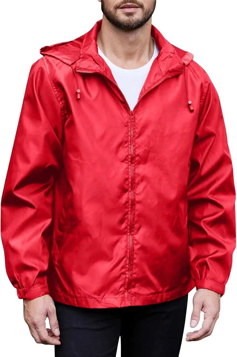 Men's Rain Jacket Running Golf Jackets Waterproof Breathable Raincoat with Hood Lightweight Windbreaker Hiking Jacket