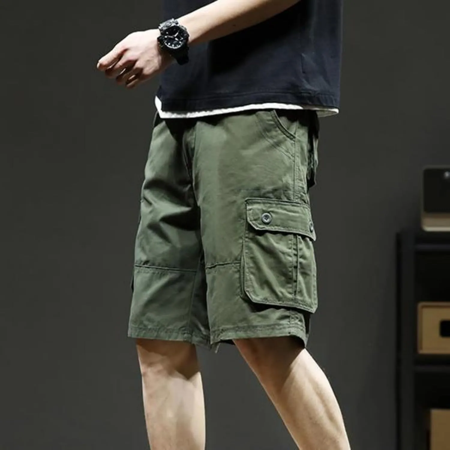 Men's Shorts Casual Cargo Shorts Relaxed Fit Casual Work Shorts Outdoor Hiking Pants with Multi Pockets