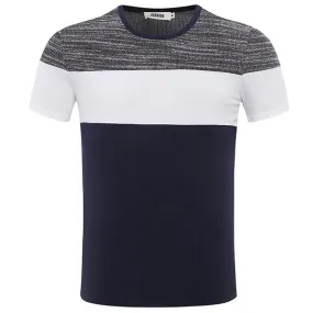 Mens Summer Stylish Patchwork Cotton Short Sleeve O-neck Casual T-shirt