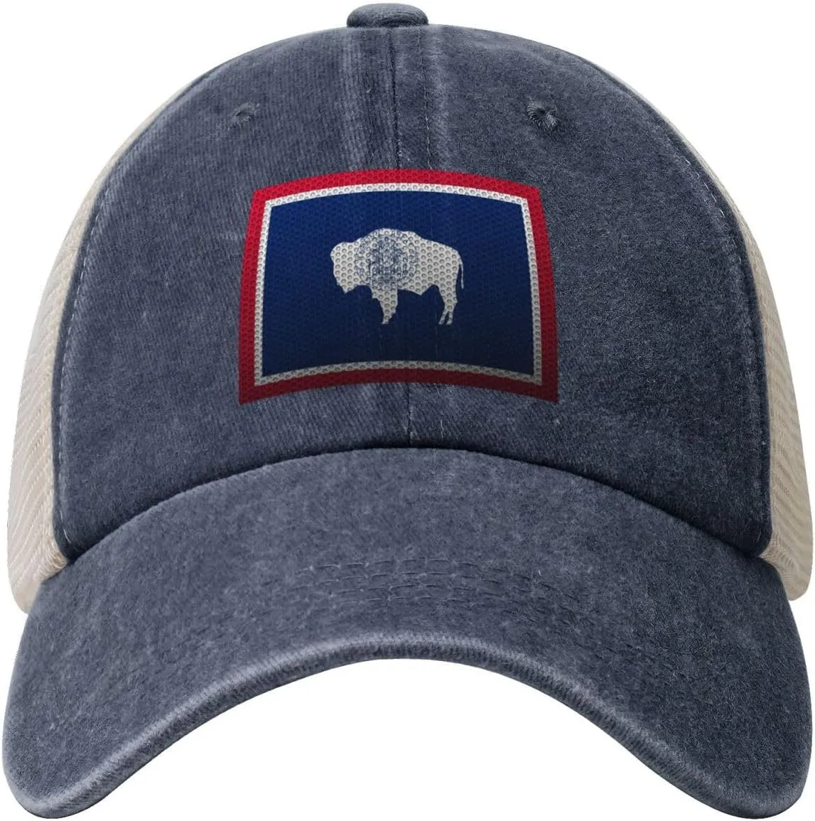 Mesh Style Flag of Wyoming Baseball Cap Women Men Mesh-Back Hat Retro Trucker Hats Sun Hat