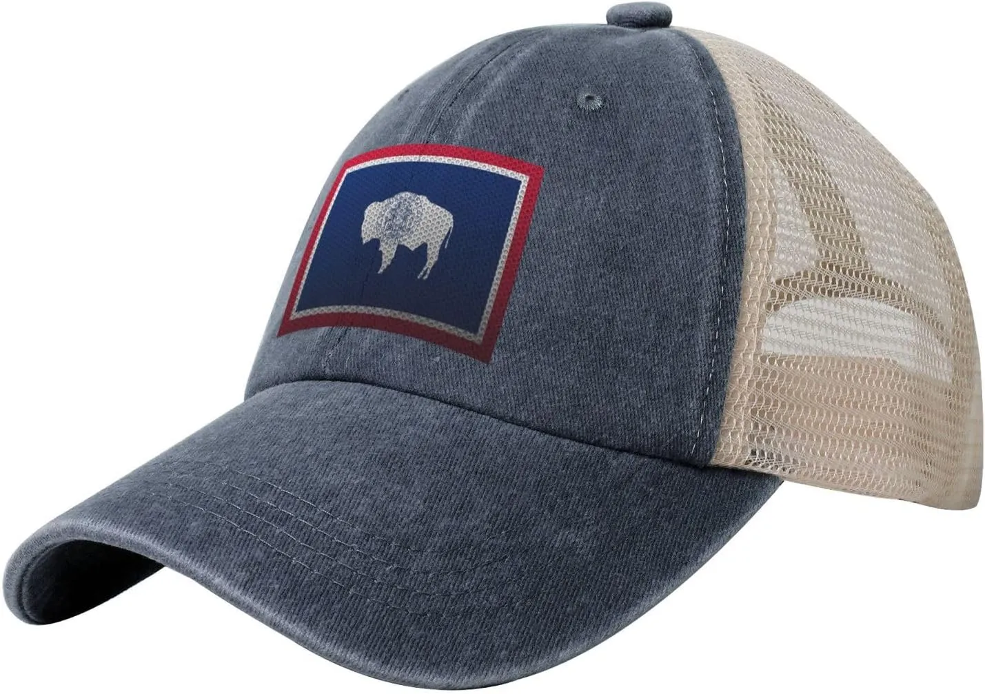 Mesh Style Flag of Wyoming Baseball Cap Women Men Mesh-Back Hat Retro Trucker Hats Sun Hat
