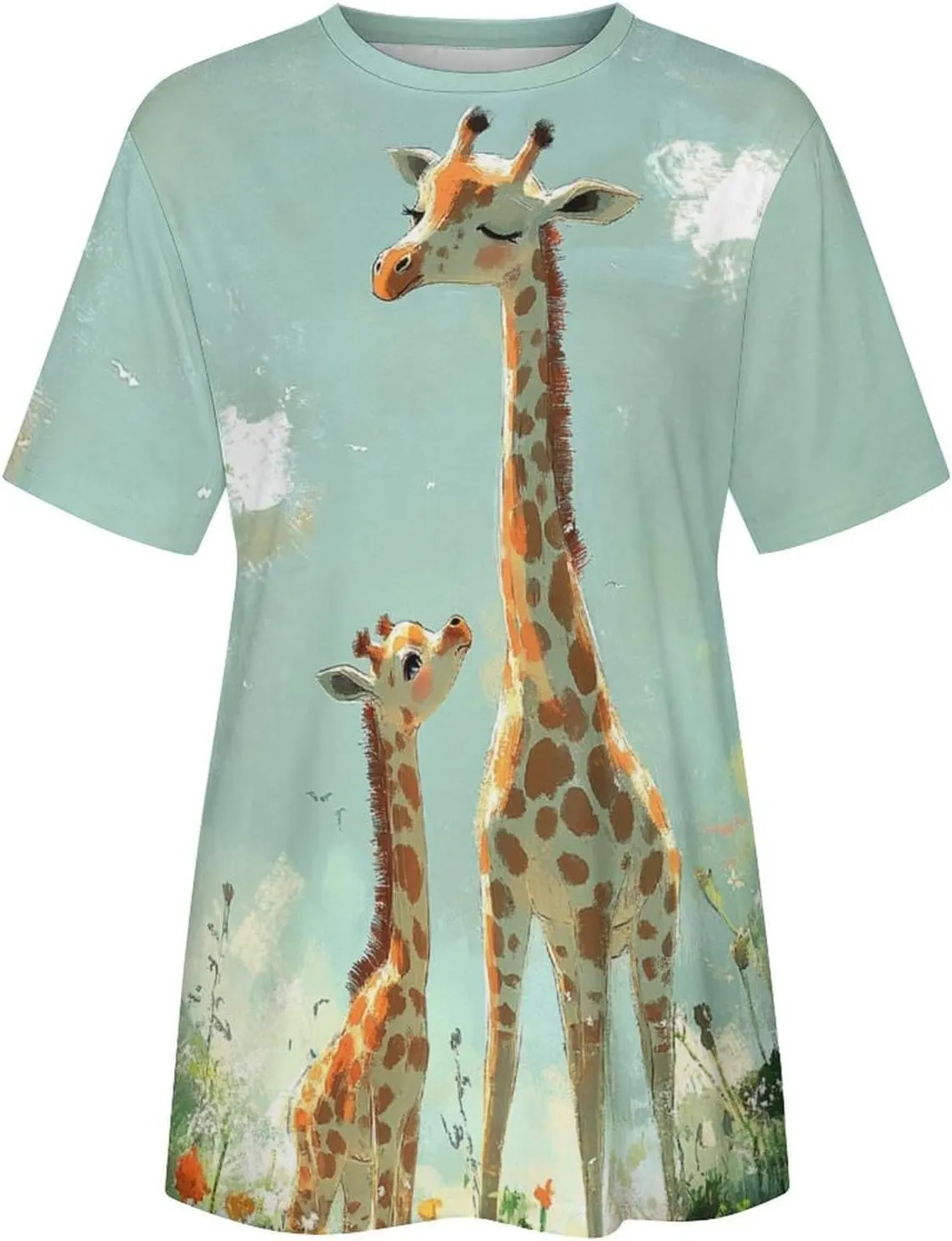 Mothers Day Shirt Animals Print Funny Casual Soft Comfy Short Sleeve Cotton Oversized Mama Daughter Matching Shirts