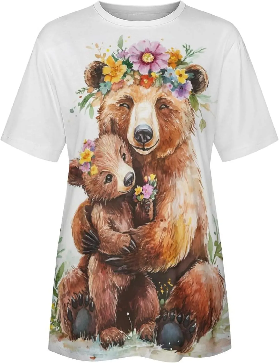 Mothers Day Shirt Animals Print Funny Casual Soft Comfy Short Sleeve Cotton Oversized Mama Daughter Matching Shirts