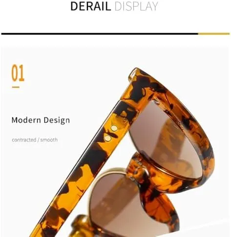 New 2025 Cat Eye Sunglasses Women Half Frame Trendy Vintage Men Shades Eyewear Luxury Sun Glasses UV400