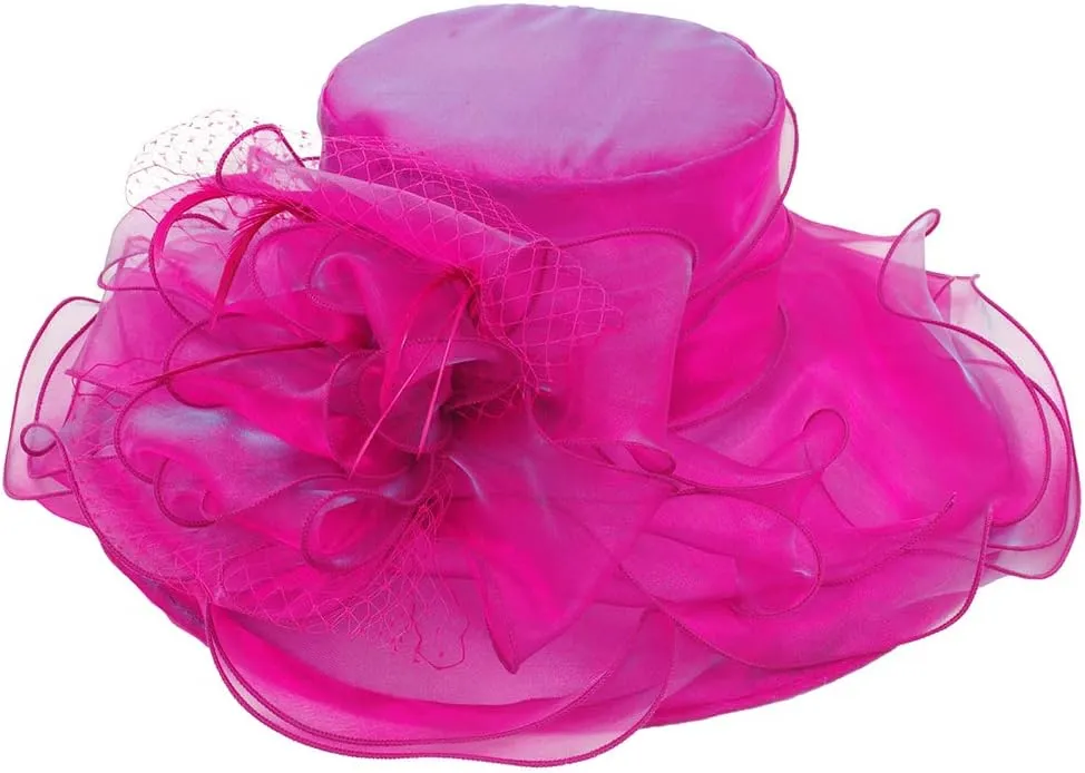 Original One Women's Organza Feather/Veil Tea Party Occasion Derby Event Church Dress Sun Hat