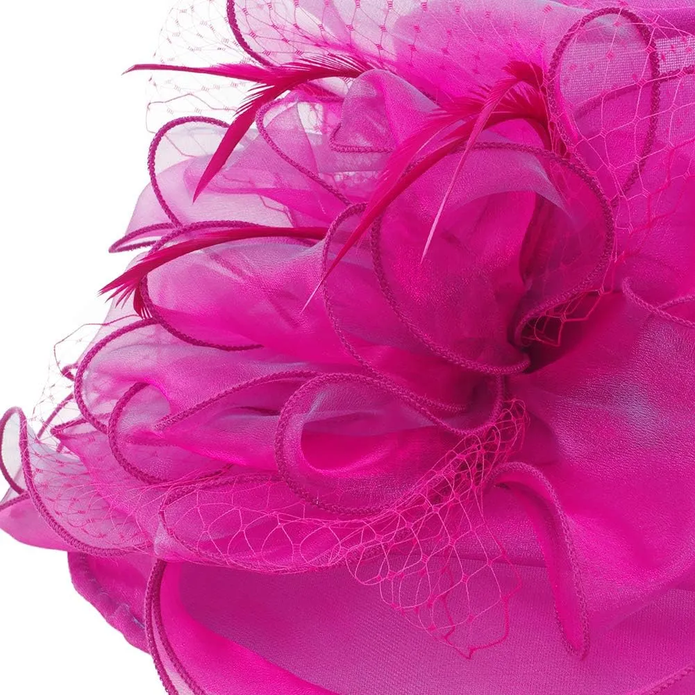 Original One Women's Organza Feather/Veil Tea Party Occasion Derby Event Church Dress Sun Hat