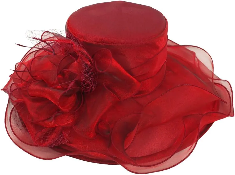 Original One Women's Organza Feather/Veil Tea Party Occasion Derby Event Church Dress Sun Hat