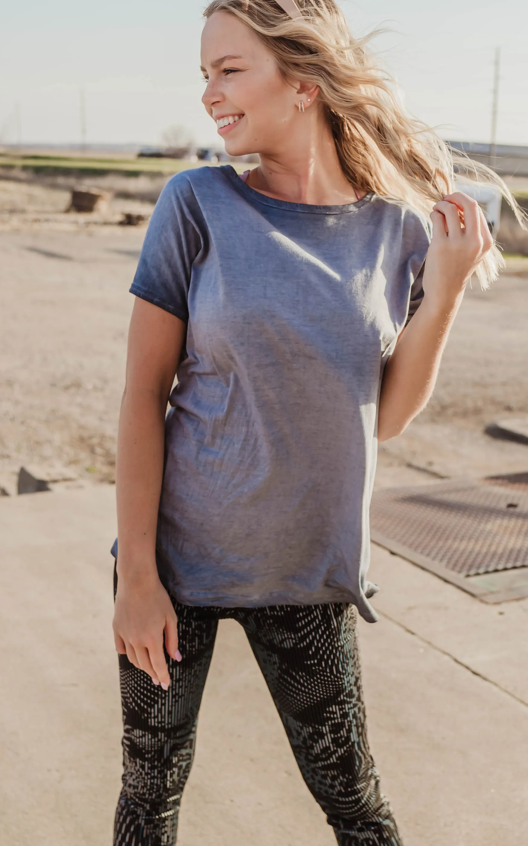 Oversized Mineral-Washed Tee - Mono B