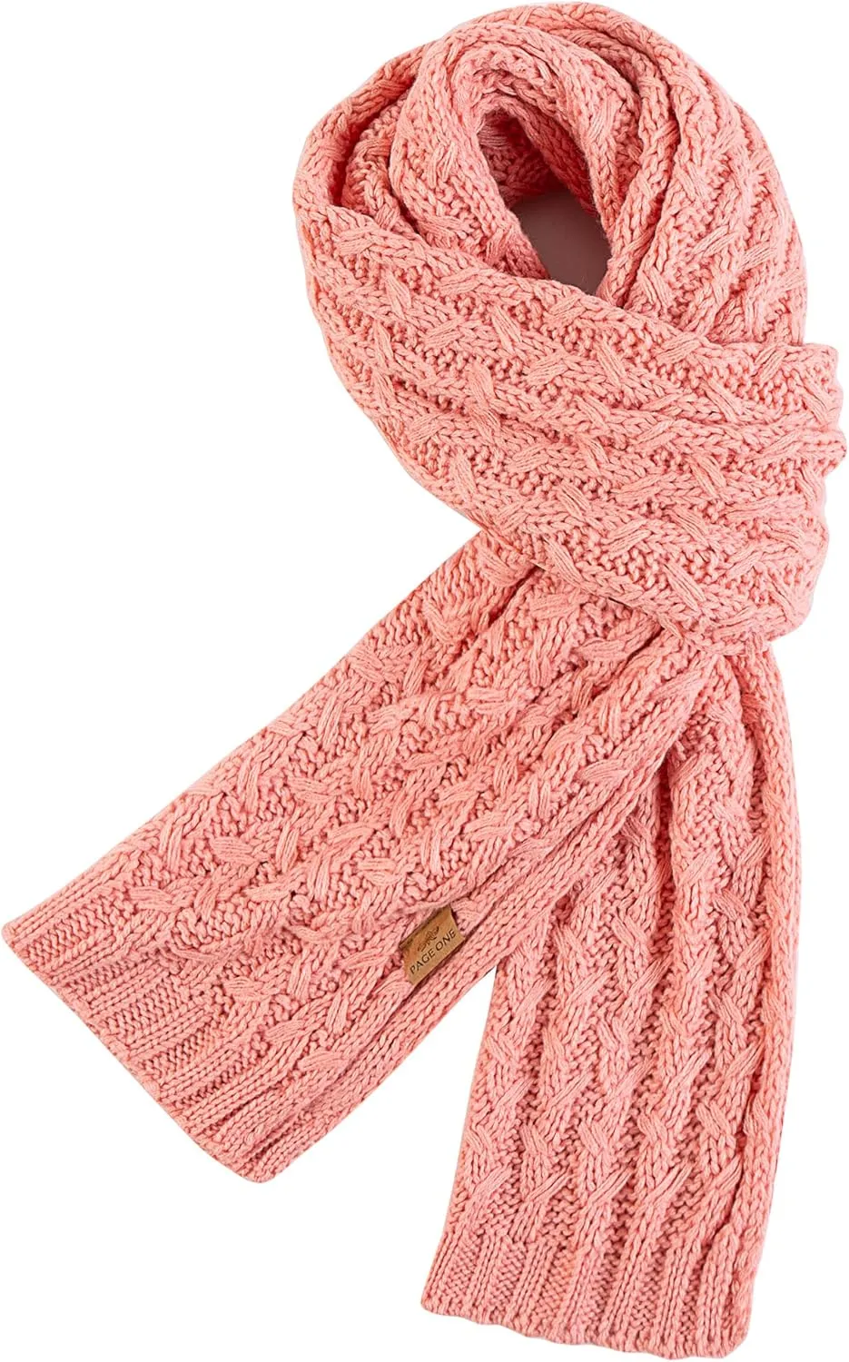 PAGE ONE Women's Ribbed Knit Scarf Winter Warm Long Big Wrap Cashmere Wool Thick Large Chunky Scarf for Women