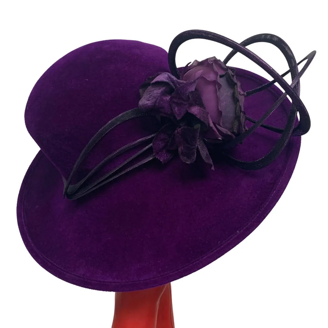 Philip Treacy Purple Velvet Wide Brim Hat