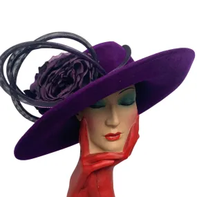 Philip Treacy Purple Velvet Wide Brim Hat