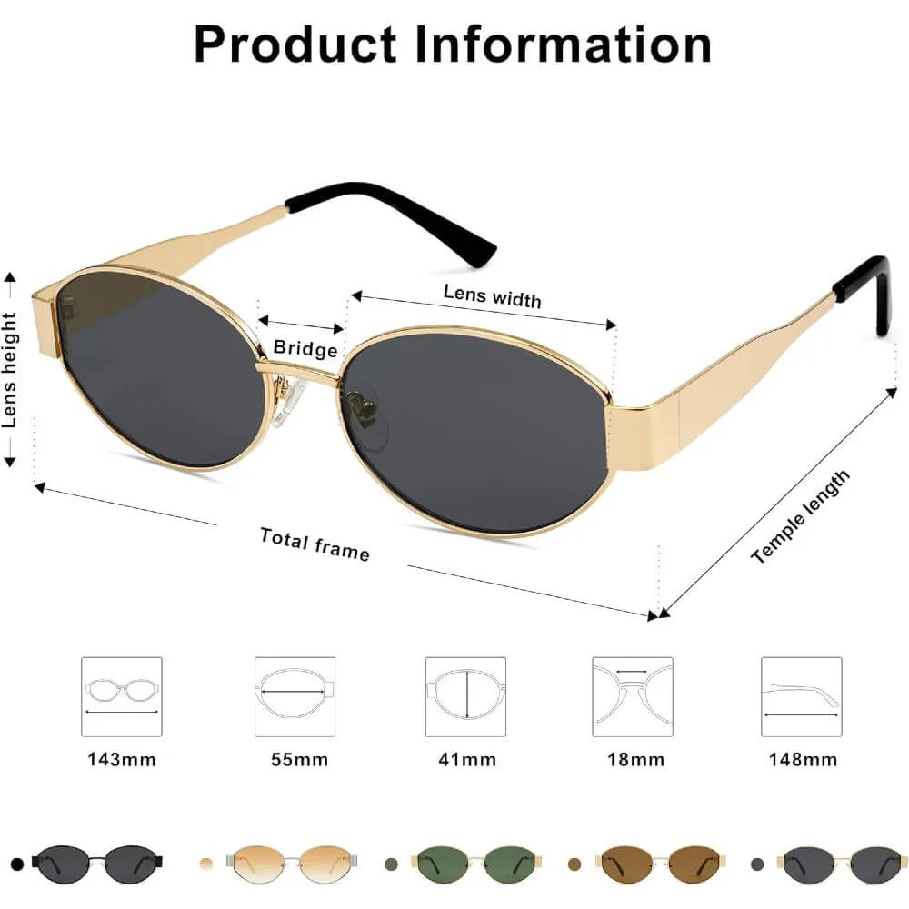 Retro Oval Sunglasses Trendy Sun Glasses Classic Shades for Women and Men