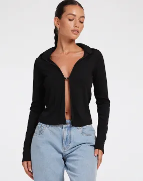 Ruix Long Sleeve Top in Jersey Plise Black