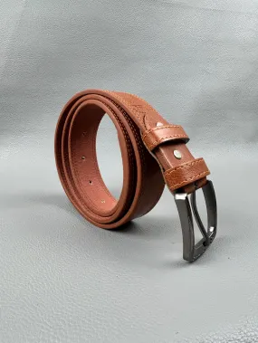 Rust Brown Faux Leather Belt For Men MB26