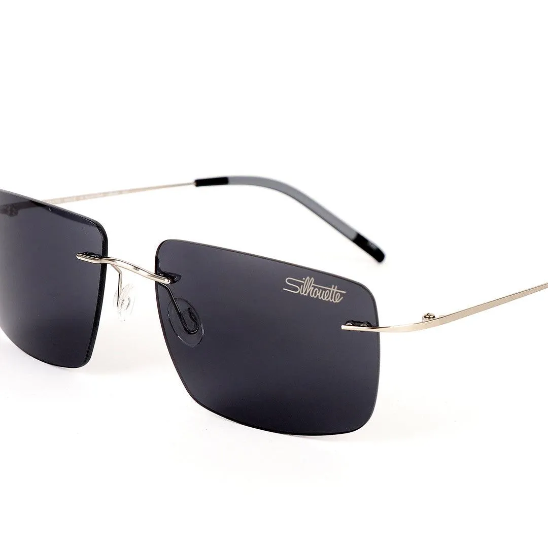 Silhouette Rimless Carbon Silver Hand Sunglasses