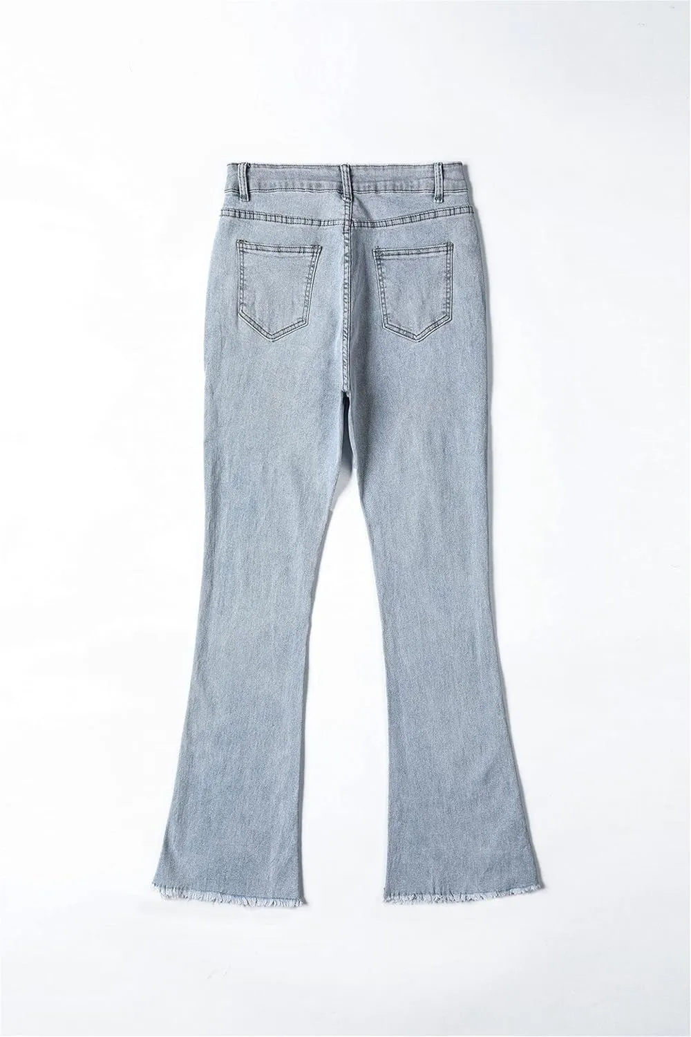 Skinny Bell Bottom Jeans for Women High Waisted Flare Jeans with Classic Wide Leg Denim Pants (Large,Light Blue)