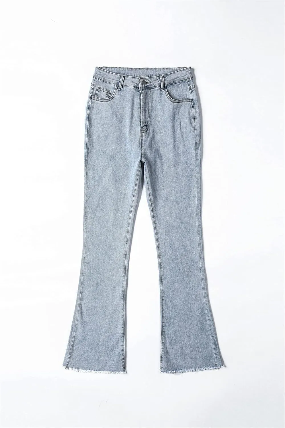 Skinny Bell Bottom Jeans for Women High Waisted Flare Jeans with Classic Wide Leg Denim Pants (Large,Light Blue)