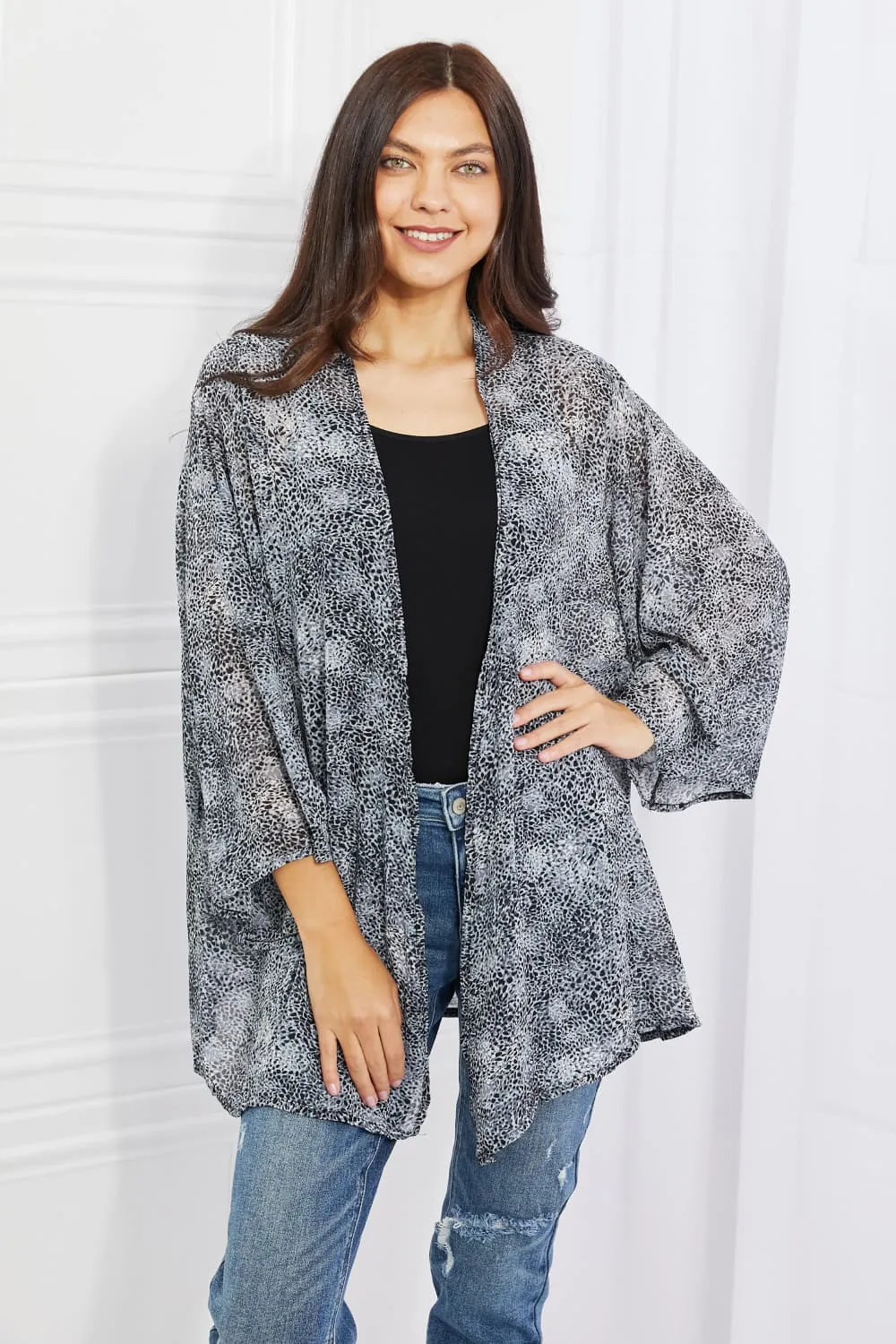 Smoky Skies Kimono in Black & Gray