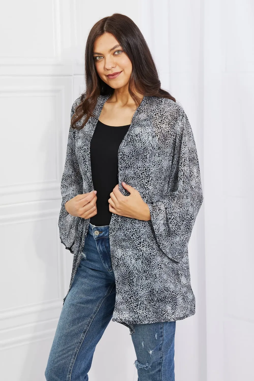 Smoky Skies Kimono in Black & Gray