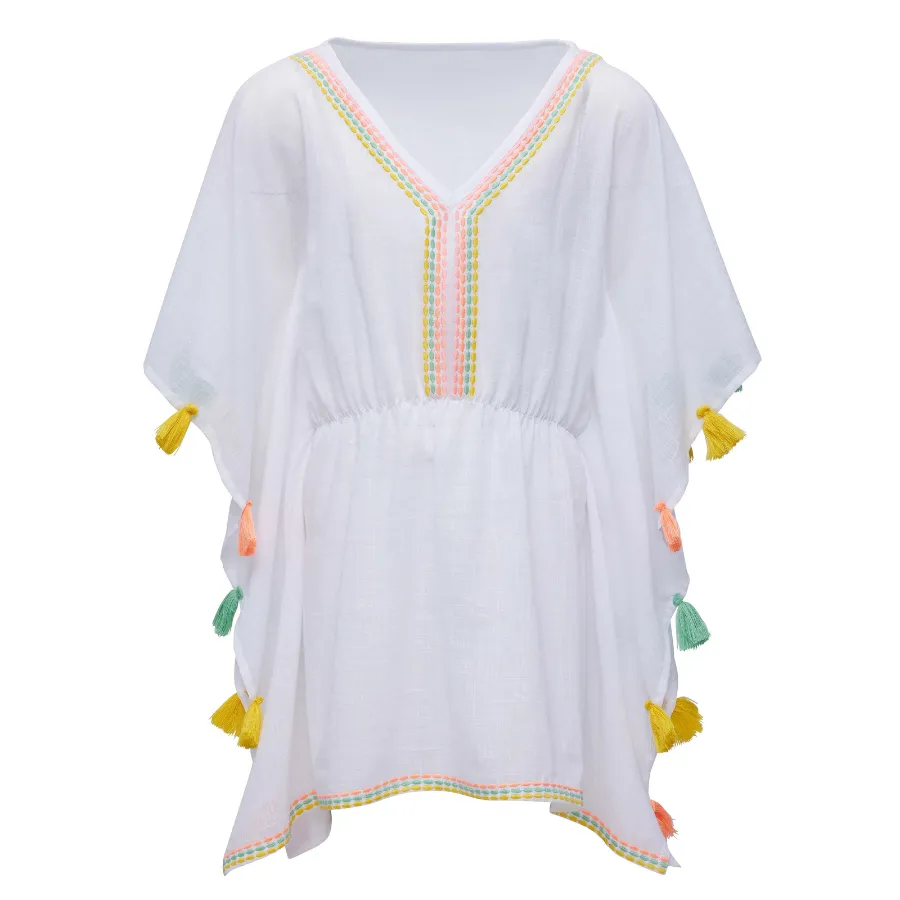 Snapper Rock Coastal Tassel Cover Up G11072 - White