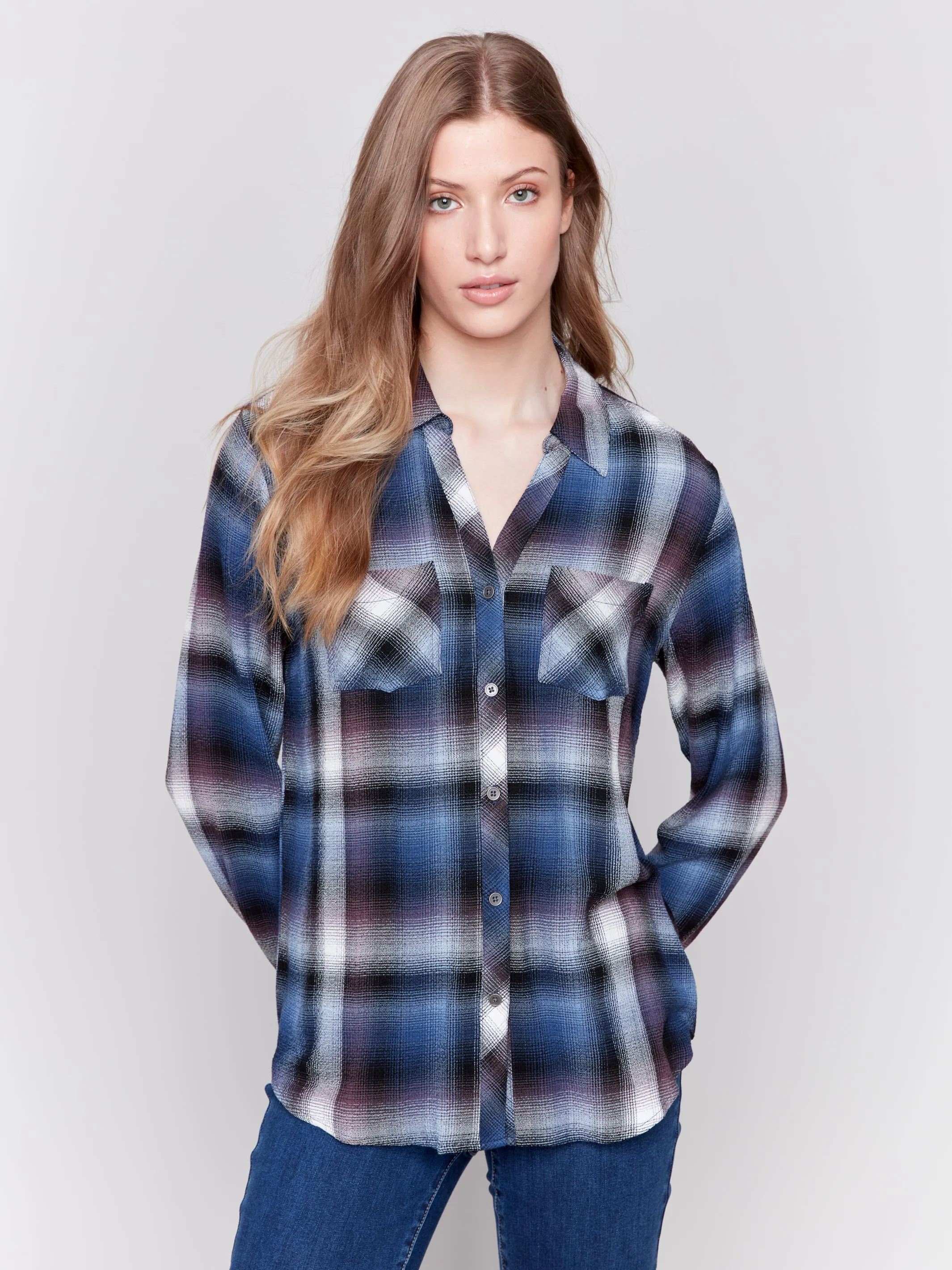 Soft Plaid Button-Down Shirt