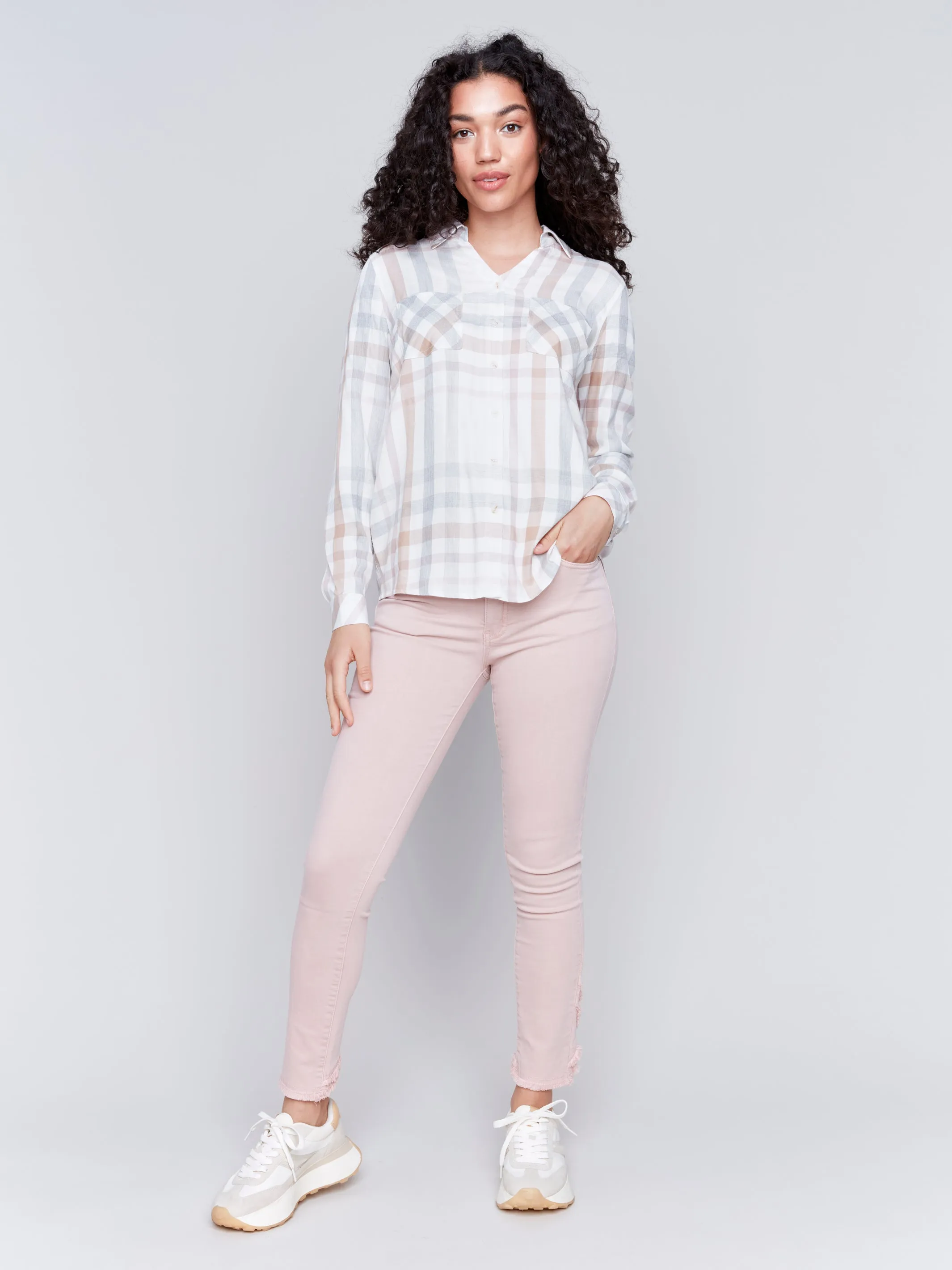 Soft Plaid Button-Down Shirt