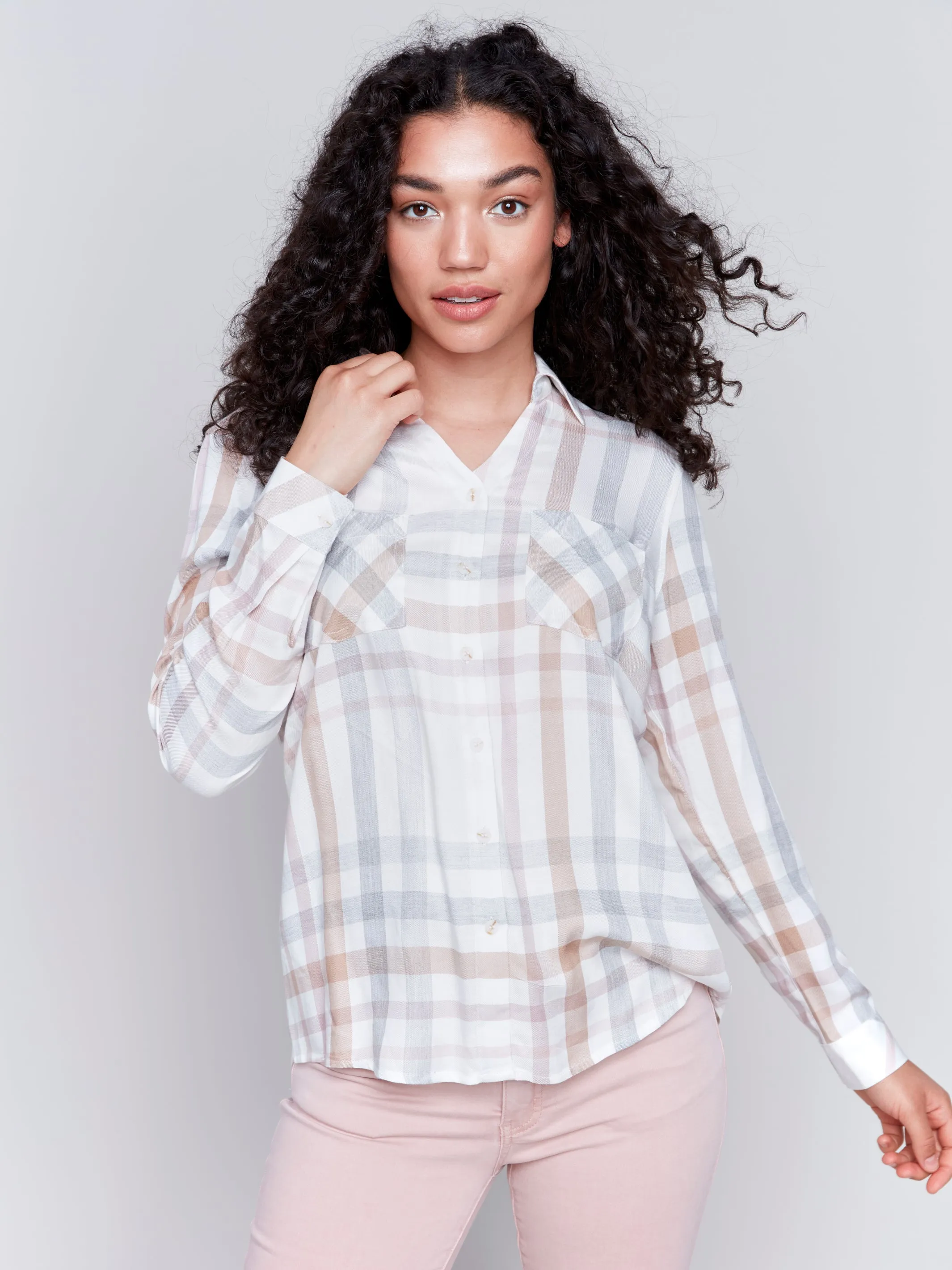 Soft Plaid Button-Down Shirt