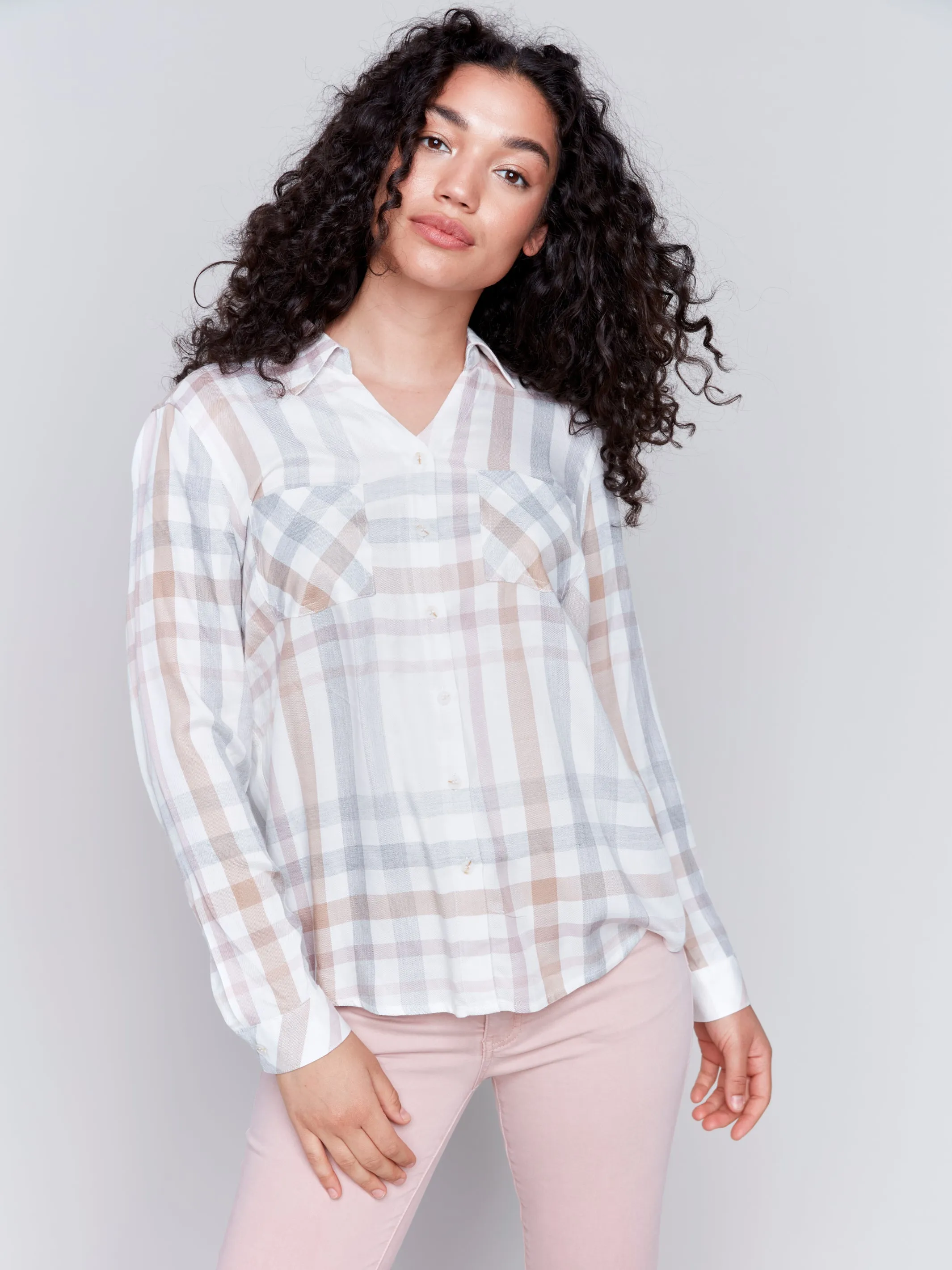 Soft Plaid Button-Down Shirt