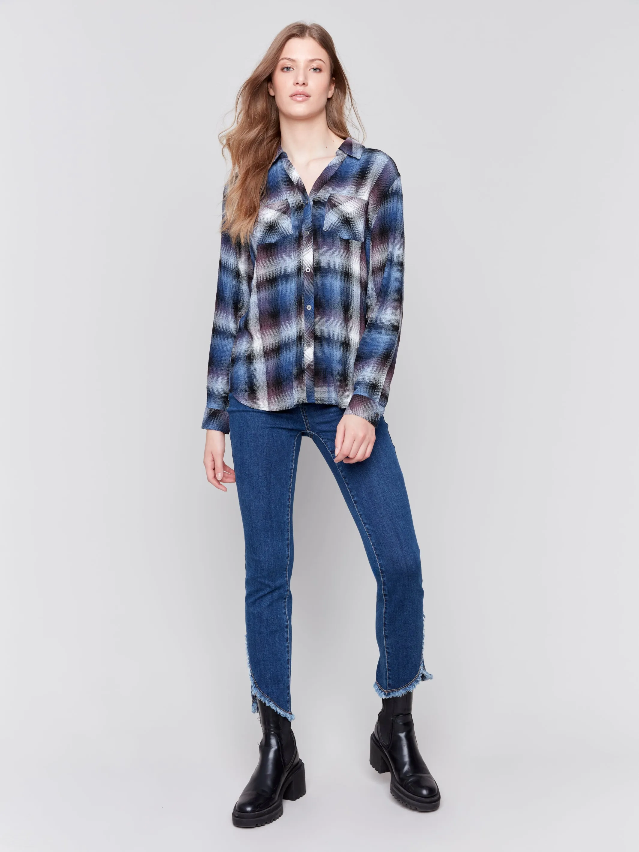 Soft Plaid Button-Down Shirt