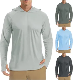 Sun Shirt UPF 50  Men's Fishing Long Sleeve UV Protection Hoodie Hiking Rash Guard Beach Swimming Running Pullover
