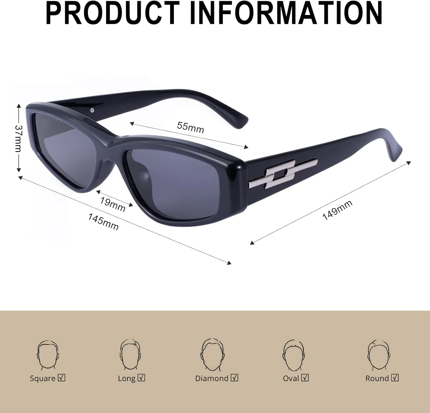Sunglasses for Women Men Trendy Shades Y2K Glasses UV400 Protection