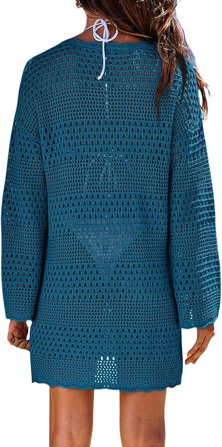 Swimsuit Coverup for Women Light Summer Bathing Suit Swimwear Mesh Knit Beach Dress Breathable Cover Up Crochet Dresses