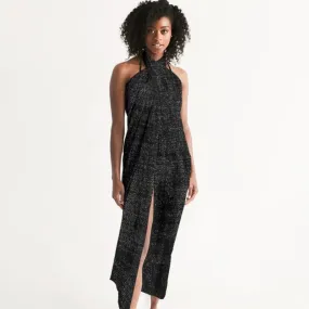 Swimsuit Coverup Sheer Swimwear Distressed Print Black