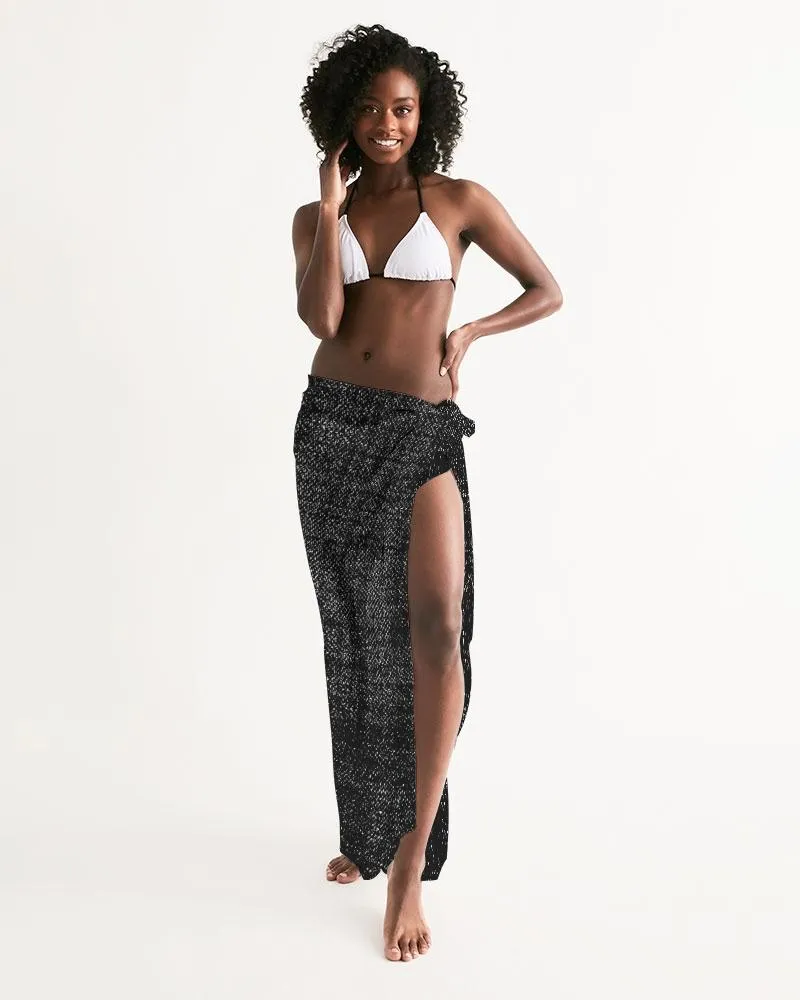 Swimsuit Coverup Sheer Swimwear Distressed Print Black