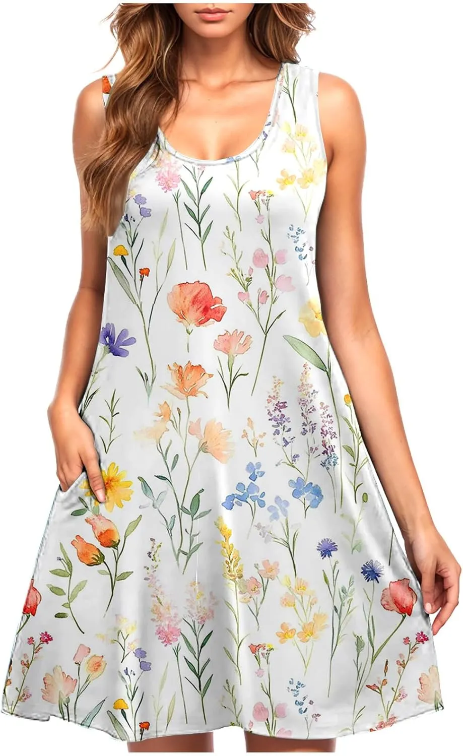TANGNADE Summer Casual Beach Dress for Women 2025 Vacation Women's Sleeveless Sundress Swimsuit Coverup