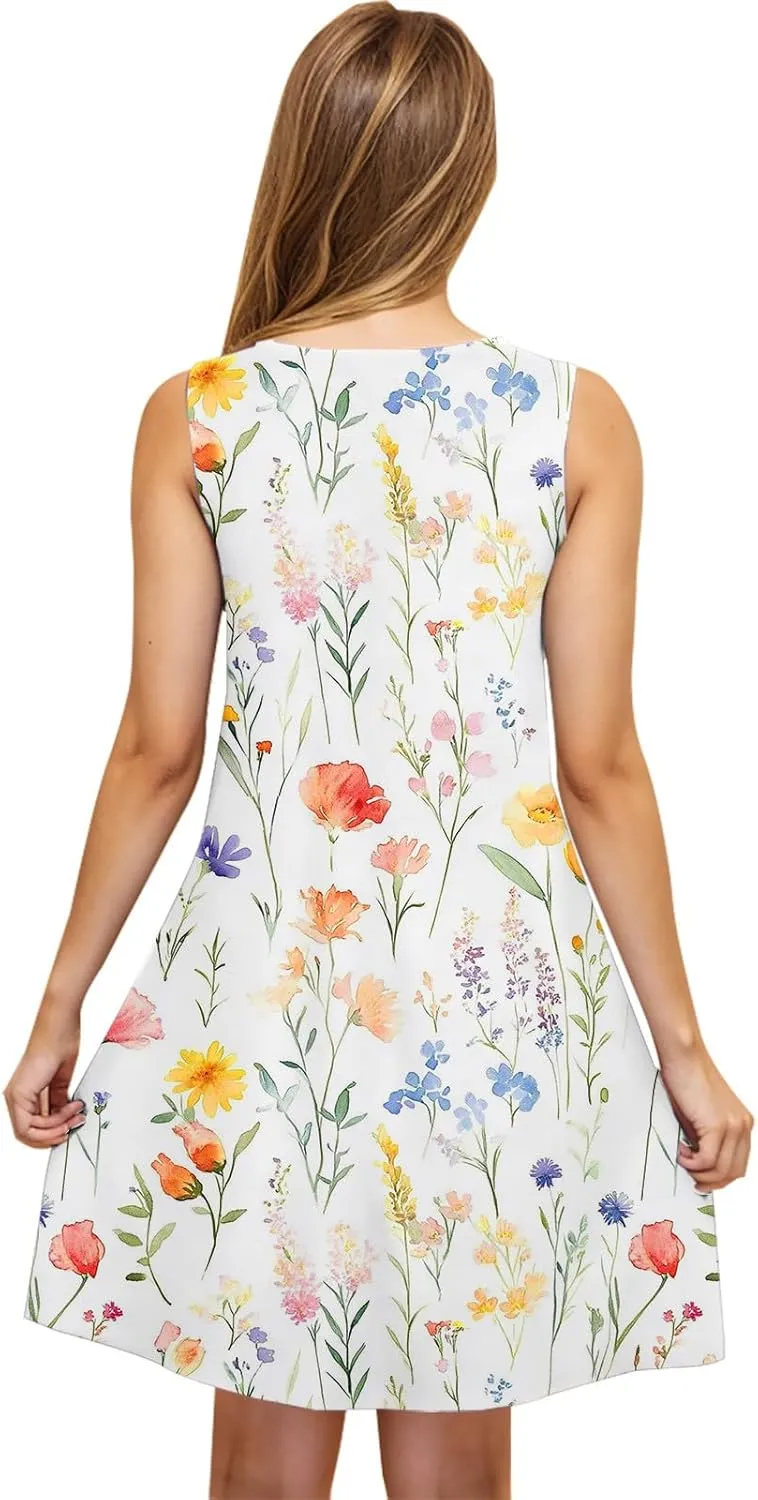 TANGNADE Summer Casual Beach Dress for Women 2025 Vacation Women's Sleeveless Sundress Swimsuit Coverup