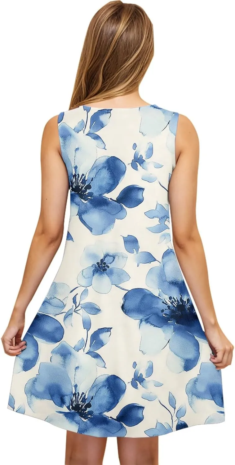 TANGNADE Summer Casual Beach Dress for Women 2025 Vacation Women's Sleeveless Sundress Swimsuit Coverup