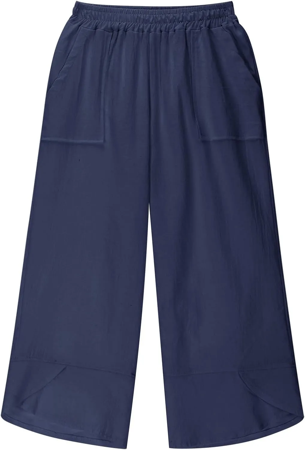 Teen Girls Palazzo Pants 2025 Summer Casual Cotton Linen Trousers Lightweight Elastic Waist Preppy Solid Loose Pant