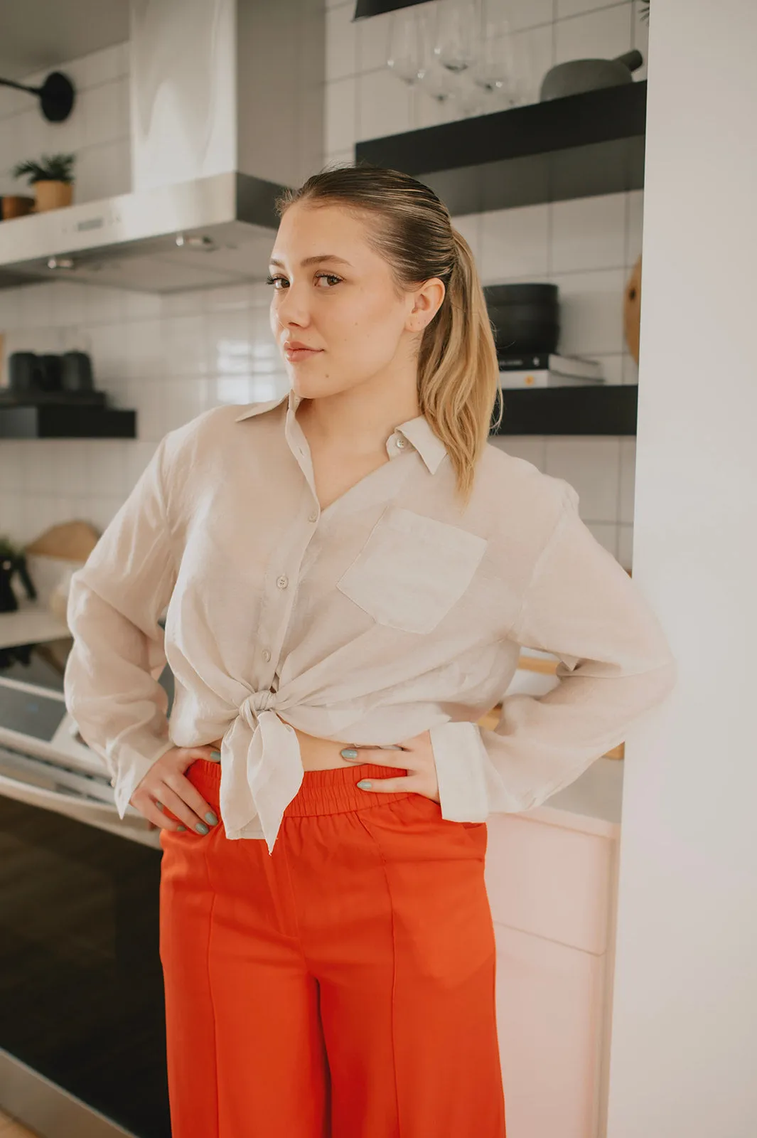The Palmina Pant by FRNCH - Rouge