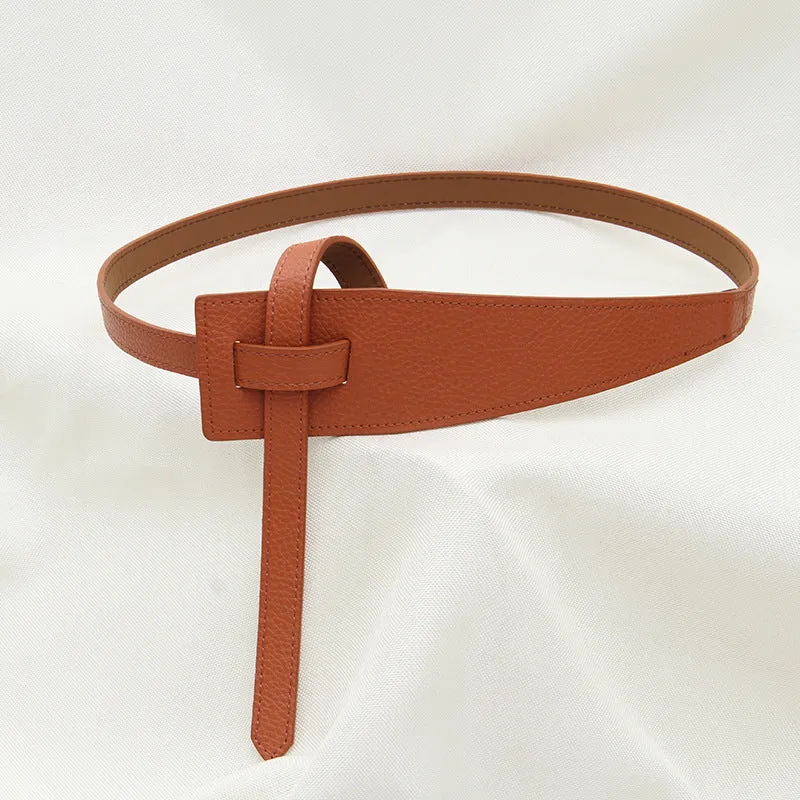 Tie Knot Faux Leather Brown Belts JLTHB0244