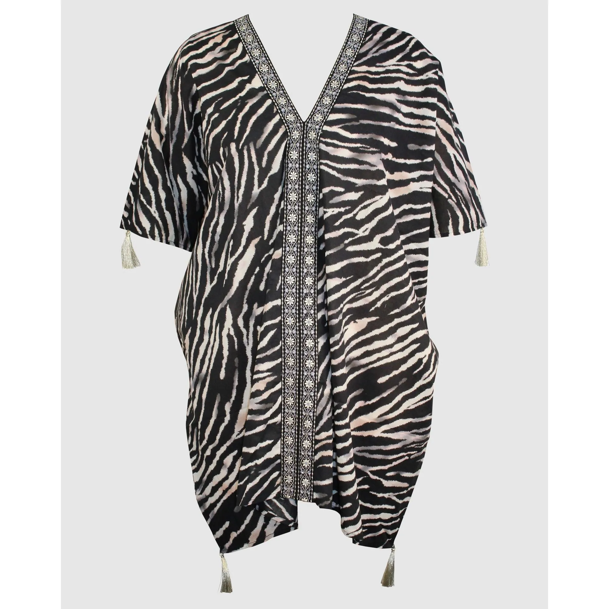 Tigre Sombre Printed Cotton Caftan Beach Coverup