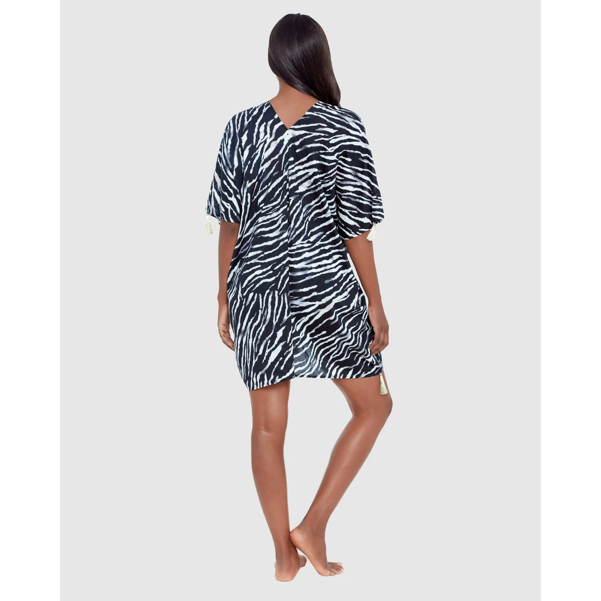 Tigre Sombre Printed Cotton Caftan Beach Coverup